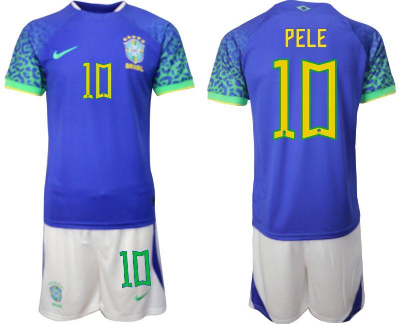 Men 2022 World Cup National Team Brazil away blue #10 Soccer Jerseys2